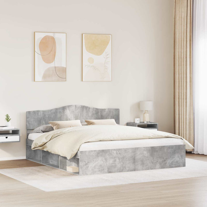 Sengestel med hovedgærde Beton 180 x 200 cm Massiv fyrretræ