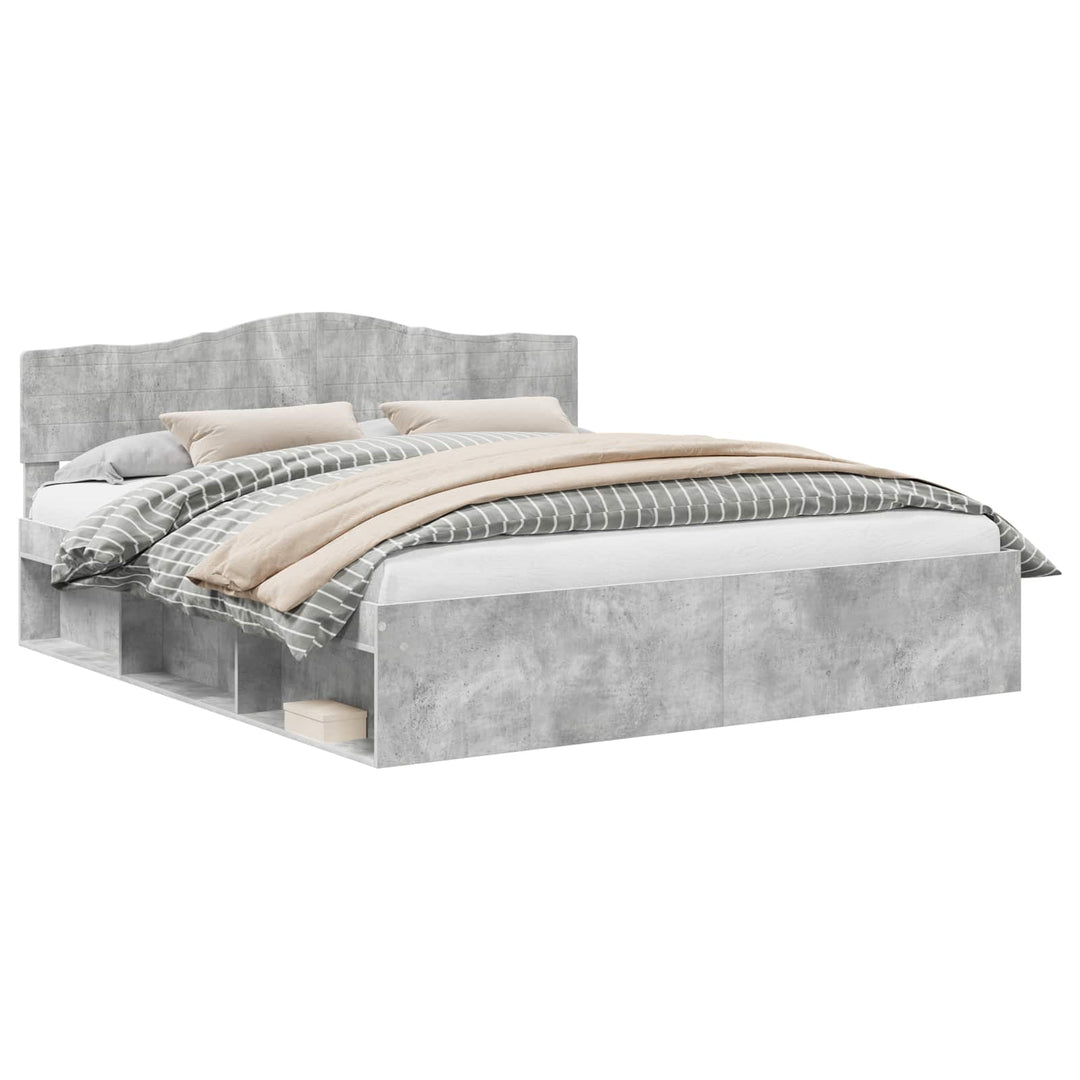 Sengestel med hovedgærde Beton 180 x 200 cm Massiv fyrretræ