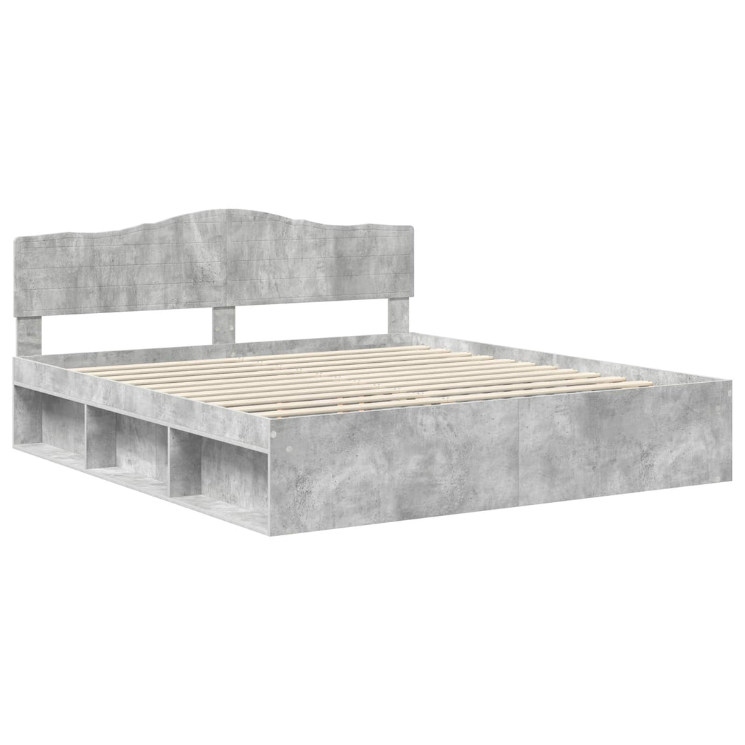 Sengestel med hovedgærde Beton 180 x 200 cm Massiv fyrretræ