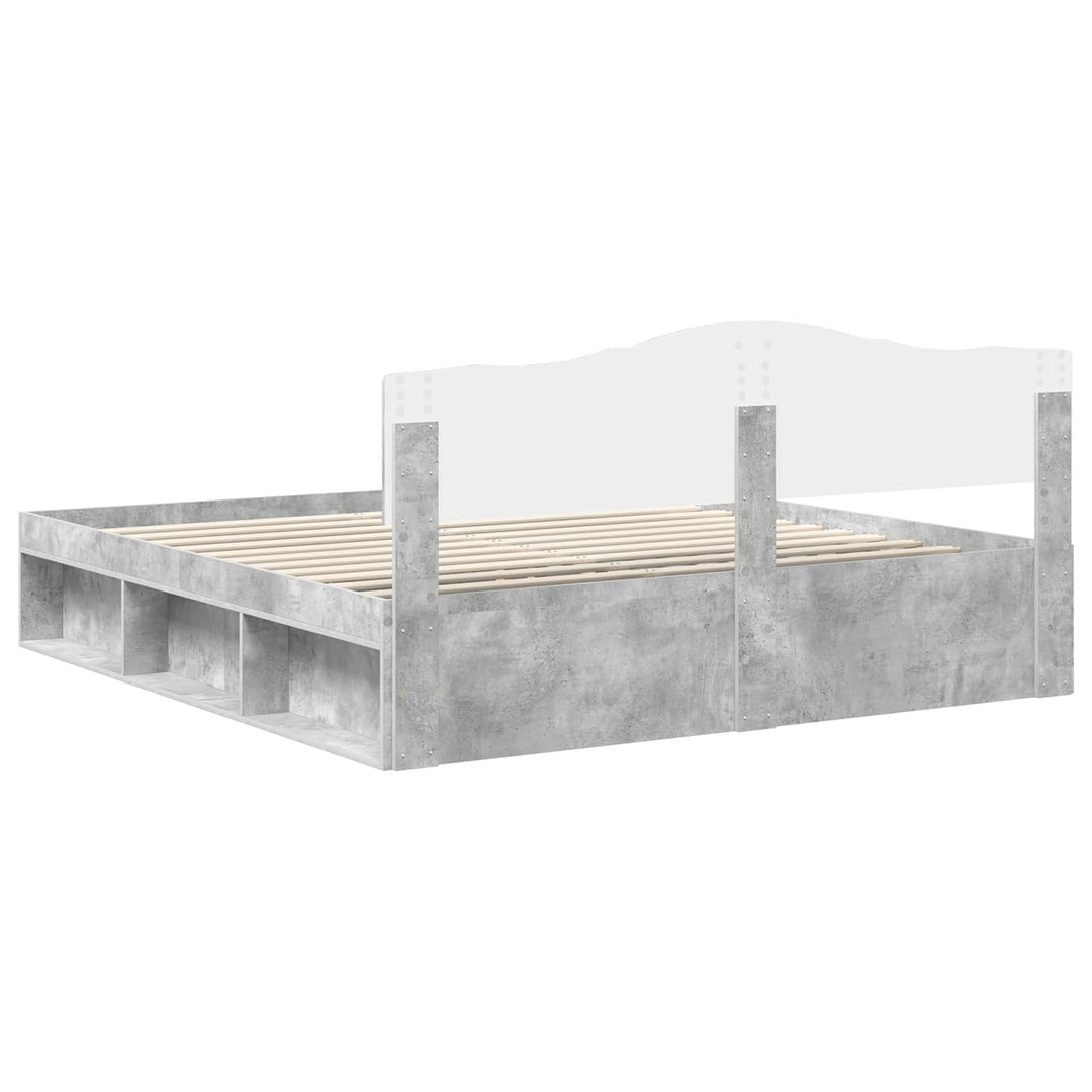 Sengestel med hovedgærde Beton 180 x 200 cm Massiv fyrretræ