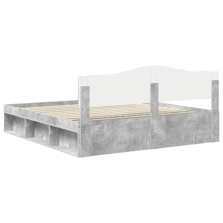 Sengestel med hovedgærde Beton 180 x 200 cm Massiv fyrretræ