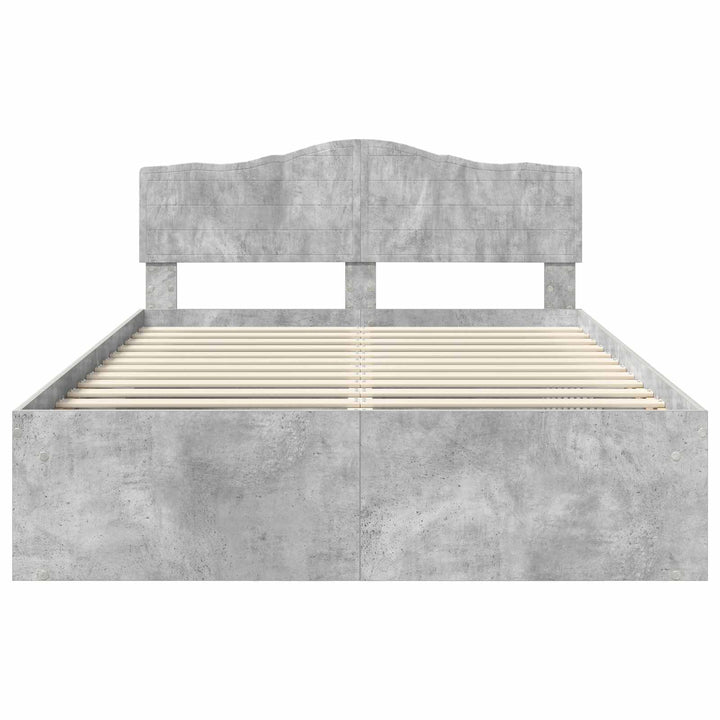 Sengestel med hovedgærde Beton 160 x 200 cm Massiv fyrretræ