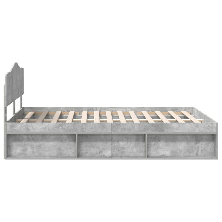 Sengestel med hovedgærde Beton 160 x 200 cm Massiv fyrretræ