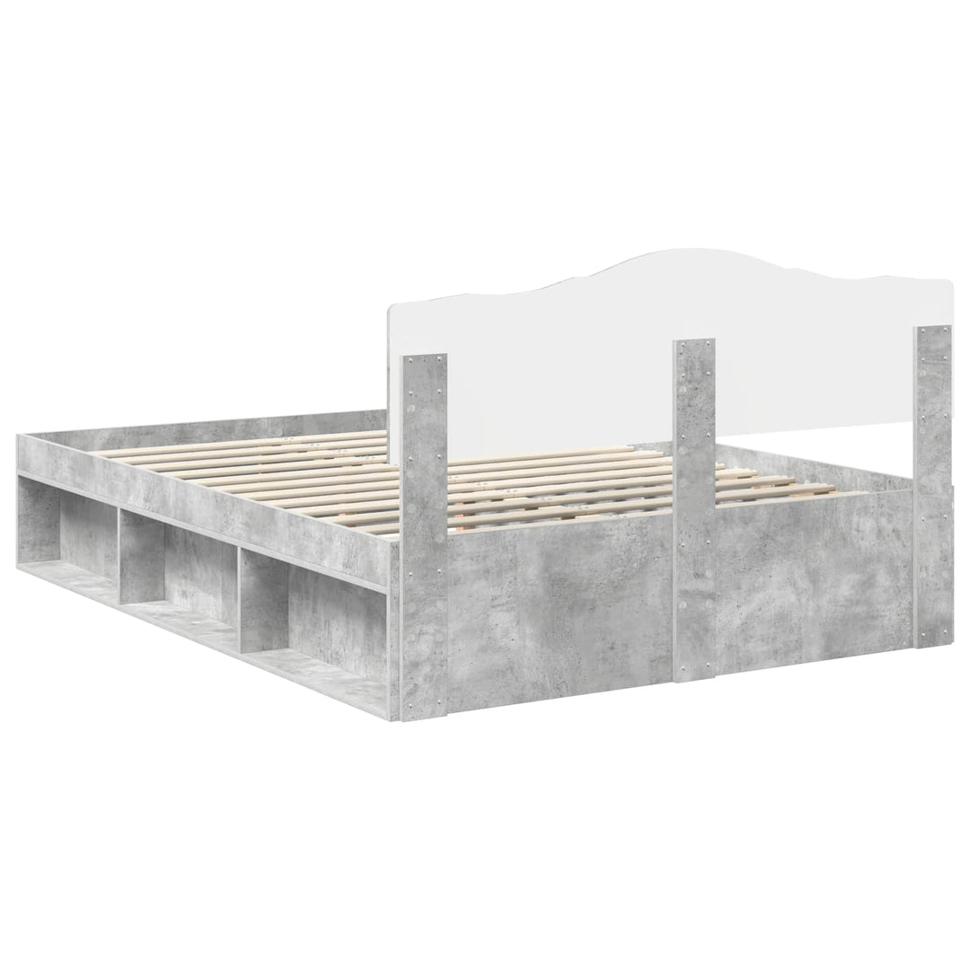 Sengestel med hovedgærde Beton 140 x 200 cm Massiv fyrretræ