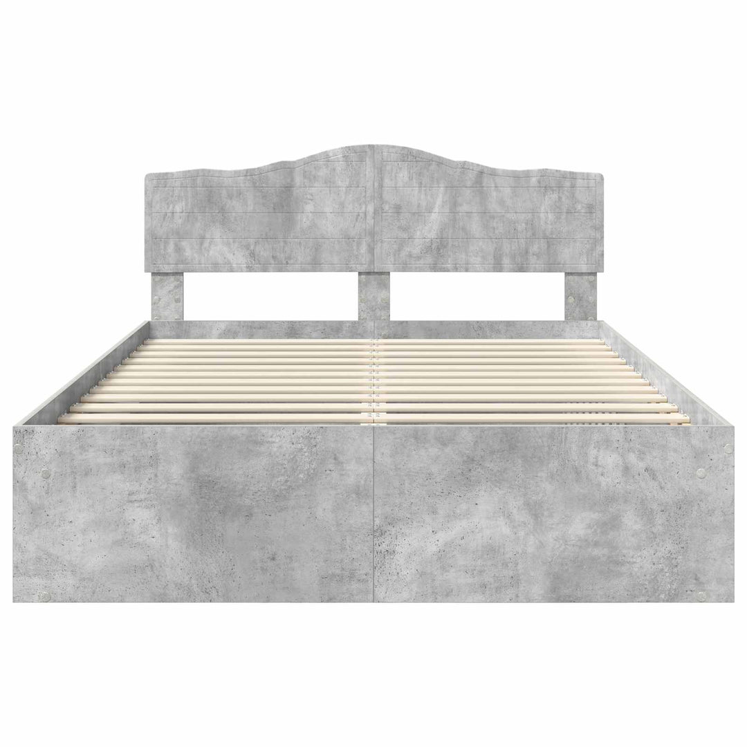 Sengestel med hovedgærde Beton 140 x 200 cm Massiv fyrretræ