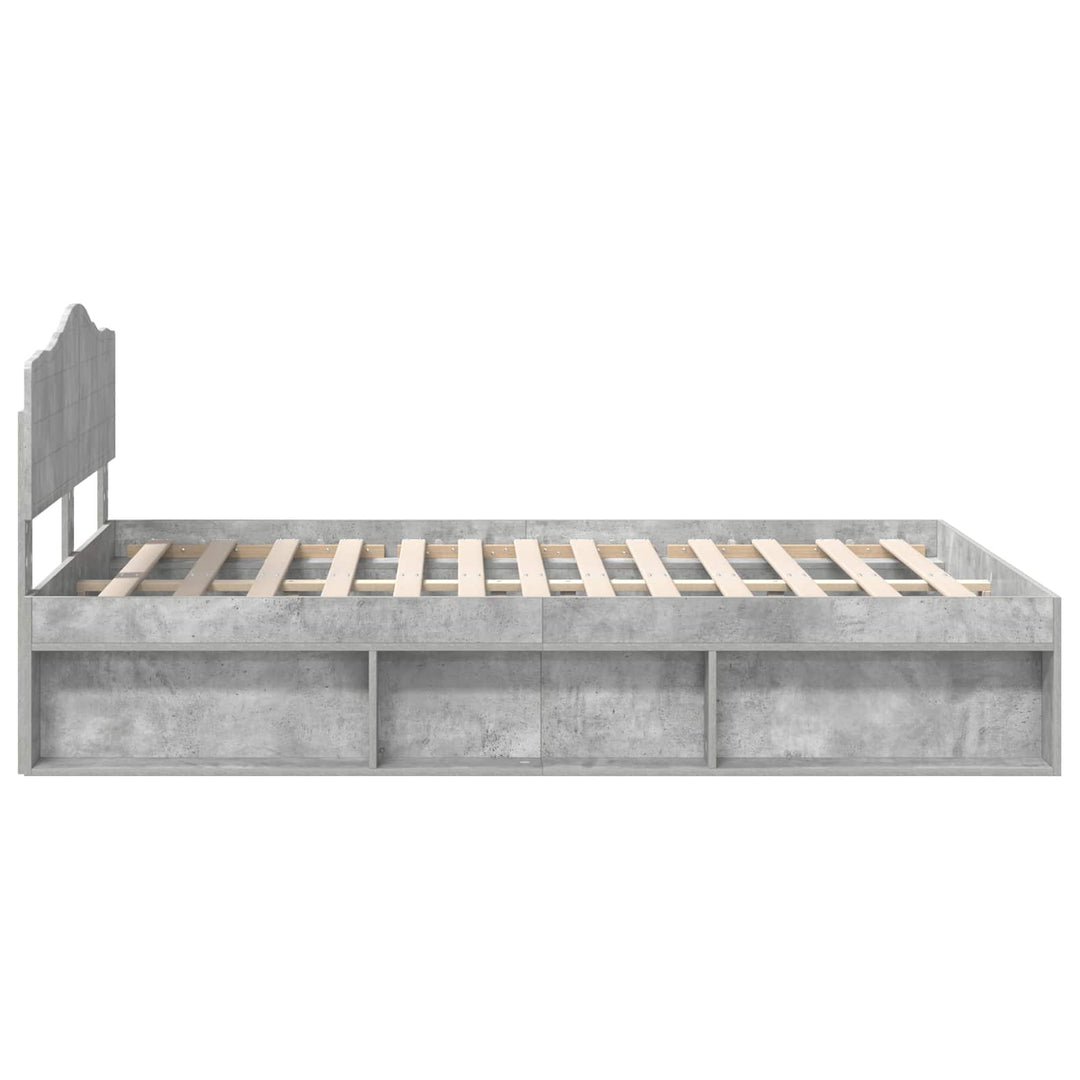Sengestel med hovedgærde Beton 140 x 200 cm Massiv fyrretræ
