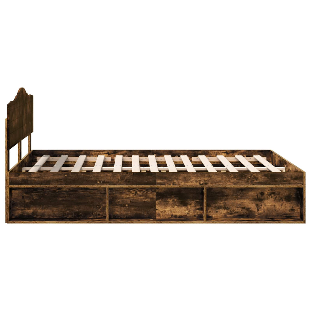 Sengestel med hovedgærde Røget eg 140 x 200 cm Massiv fyrretræ