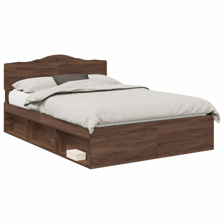Sengestel med hovedgærde Brun eg 140 x 200 cm Massiv fyrretræ
