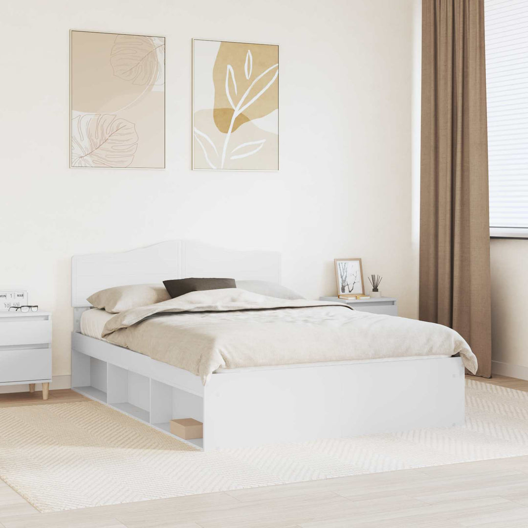 Sengestel med hovedgærde Hvid 140 x 190 cm Massiv fyrretræ