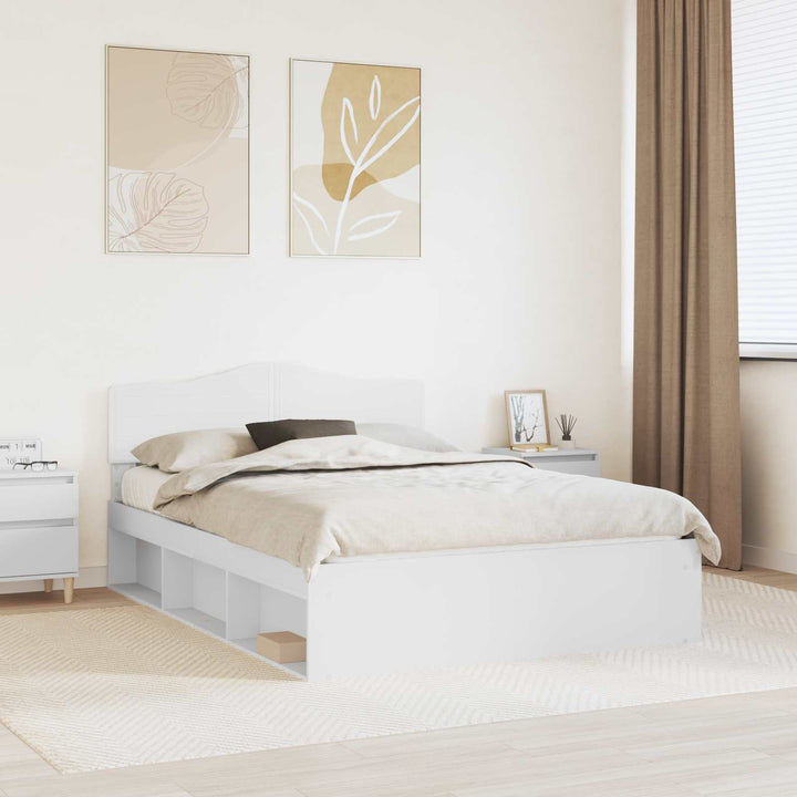 Sengestel med hovedgærde Hvid 140 x 190 cm Massiv fyrretræ