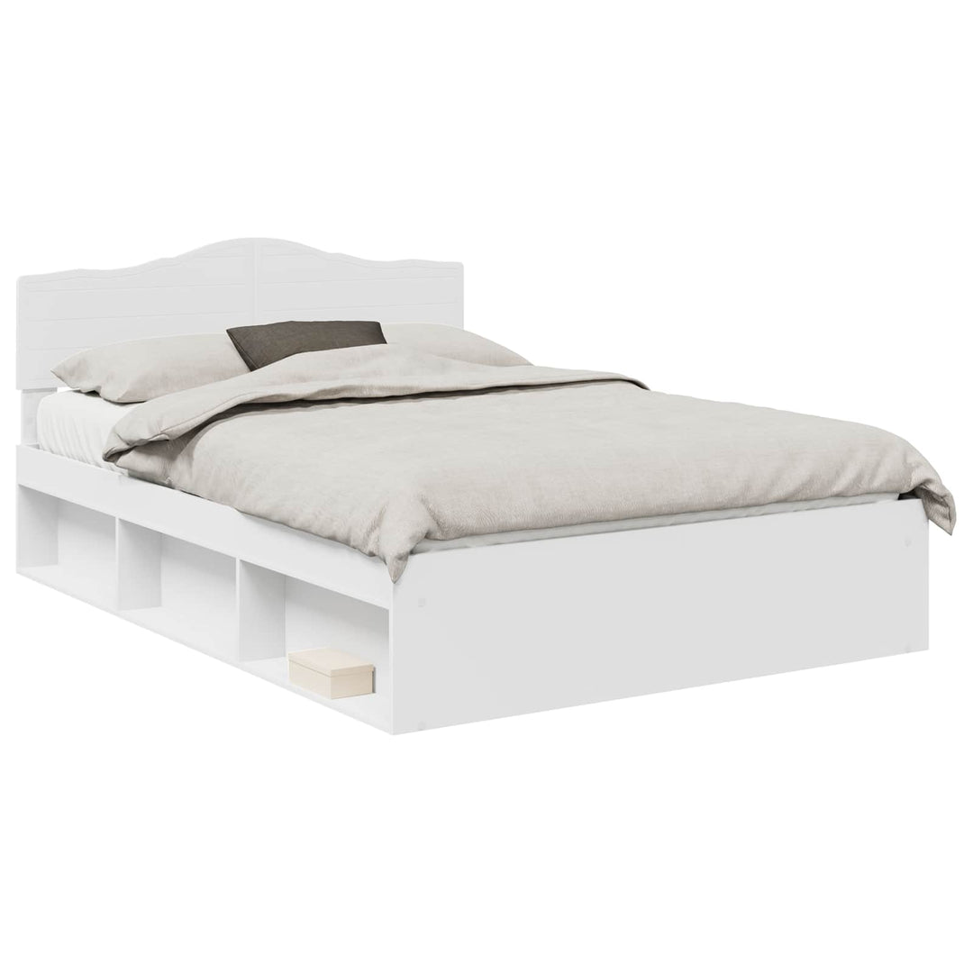 Sengestel med hovedgærde Hvid 140 x 190 cm Massiv fyrretræ