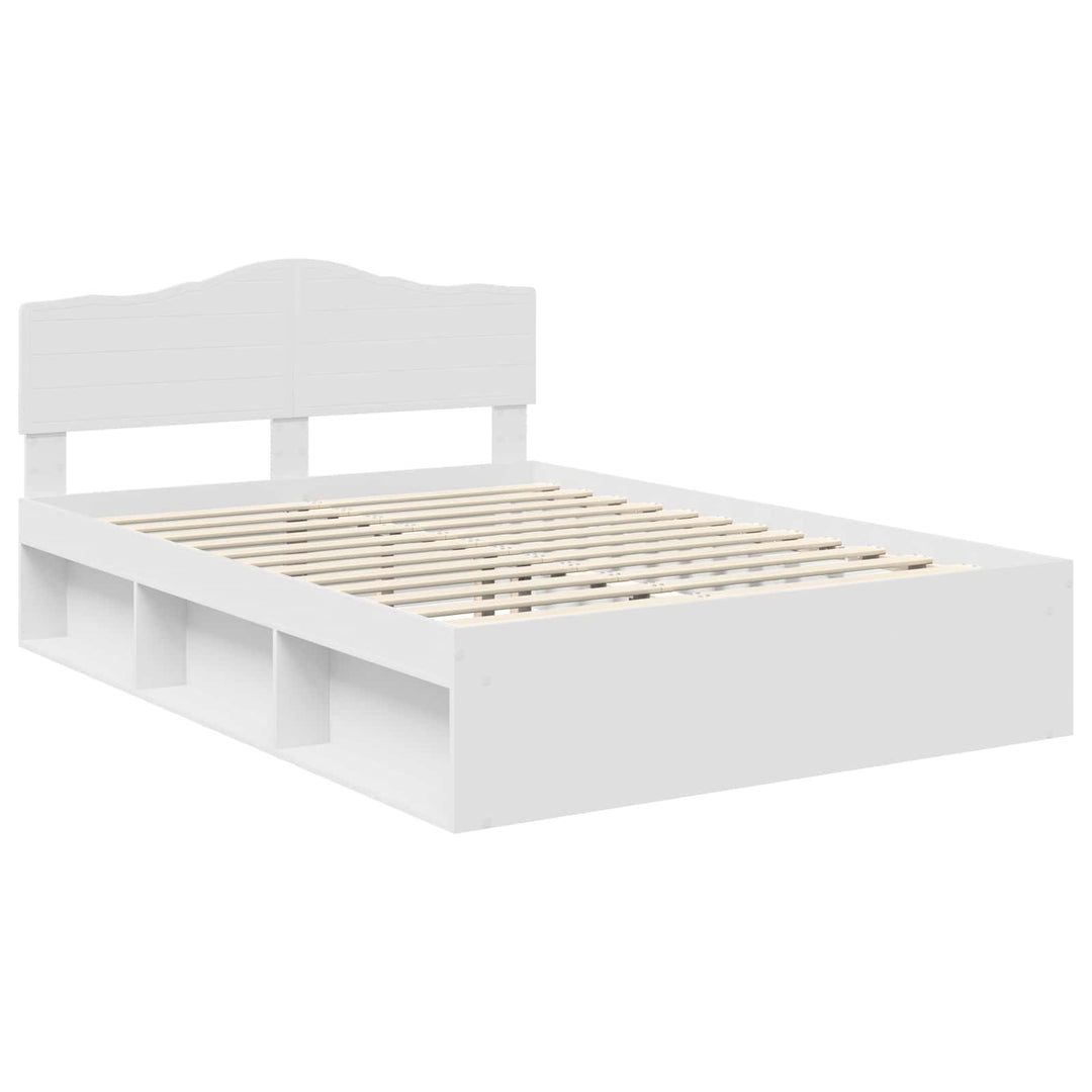 Sengestel med hovedgærde Hvid 140 x 190 cm Massiv fyrretræ