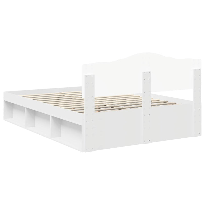 Sengestel med hovedgærde Hvid 140 x 190 cm Massiv fyrretræ
