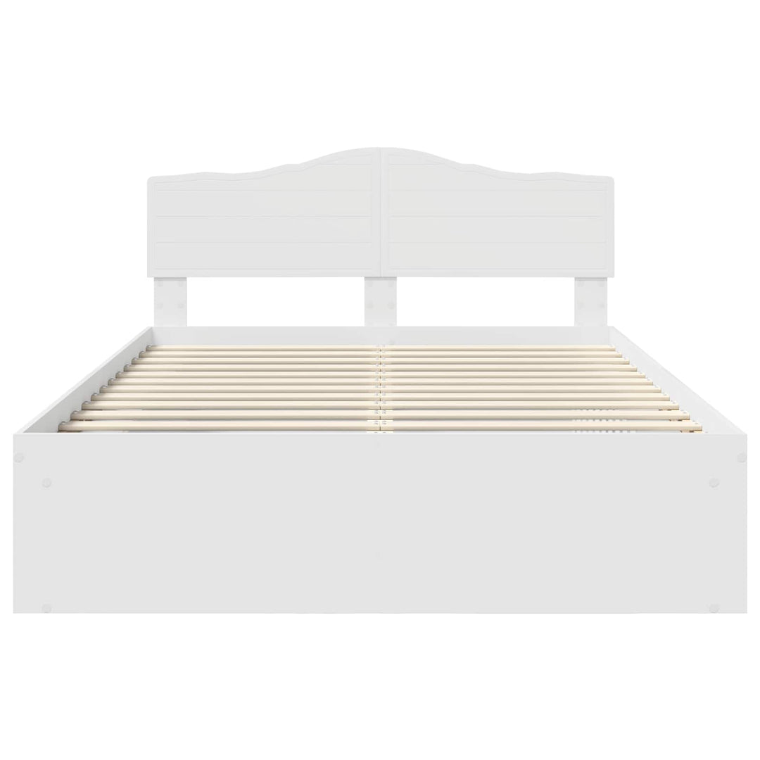 Sengestel med hovedgærde Hvid 140 x 190 cm Massiv fyrretræ
