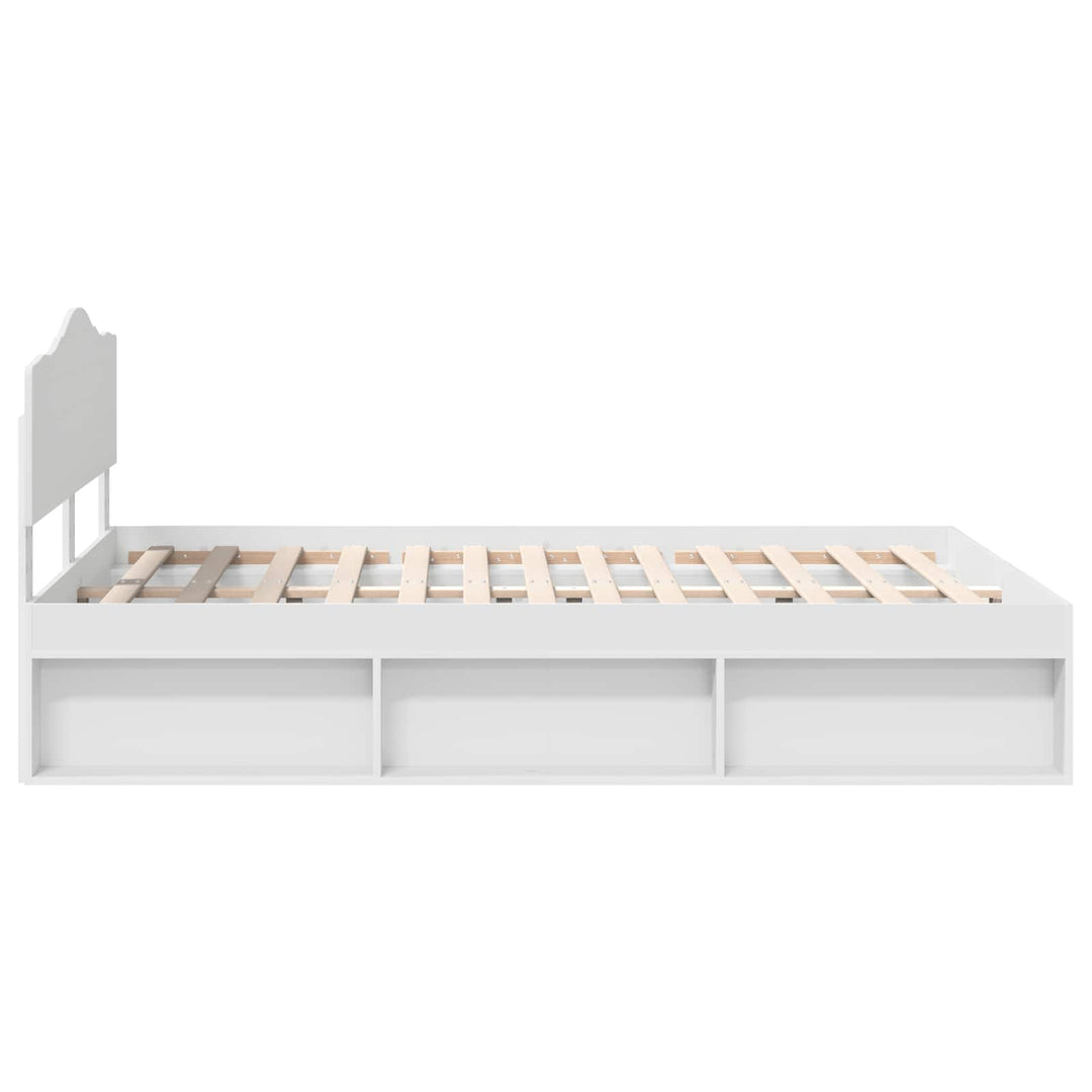 Sengestel med hovedgærde Hvid 140 x 190 cm Massiv fyrretræ