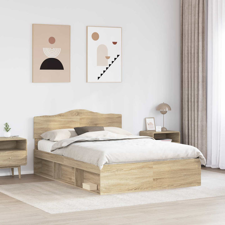 Sengestel med hovedgærde Sonoma 140 x 190 cm Massiv fyrretræ