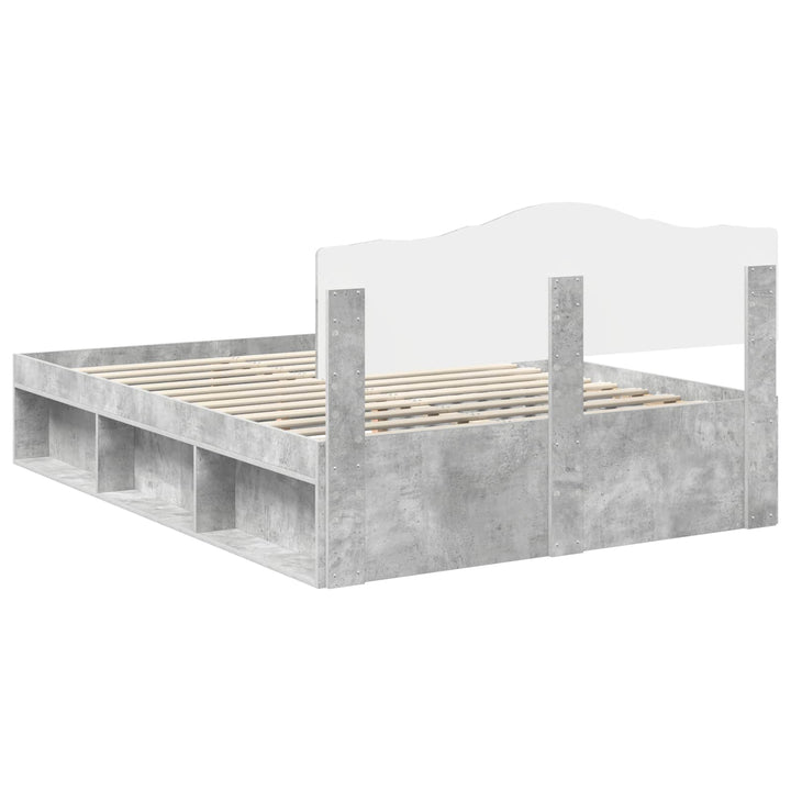 Sengestel med hovedgærde Beton 140 x 190 cm Massiv fyrretræ