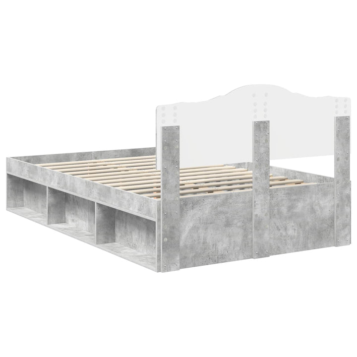 Sengestel med hovedgærde Beton Grå 135 x 190 cm Massiv fyrretræ