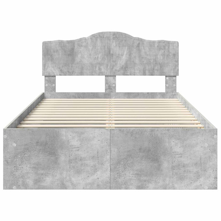 Sengestel med hovedgærde Beton Grå 135 x 190 cm Massiv fyrretræ