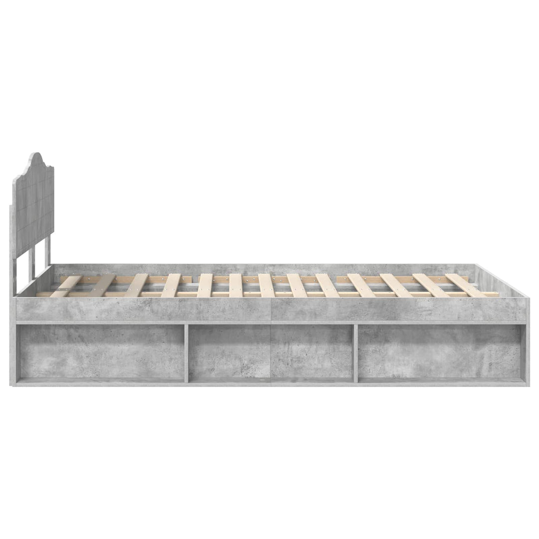 Sengestel med hovedgærde Beton Grå 135 x 190 cm Massiv fyrretræ