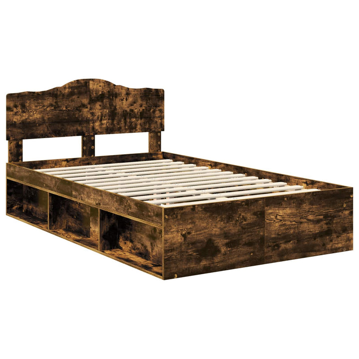 Sengestel med hovedgærde Røget eg 135 x 190 cm Massiv fyrretræ