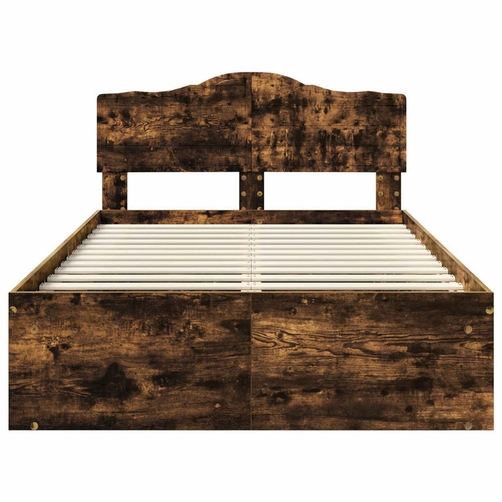 Sengestel med hovedgærde Røget eg 135 x 190 cm Massiv fyrretræ