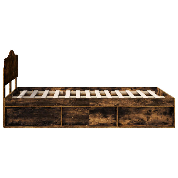 Sengestel med hovedgærde Røget eg 135 x 190 cm Massiv fyrretræ