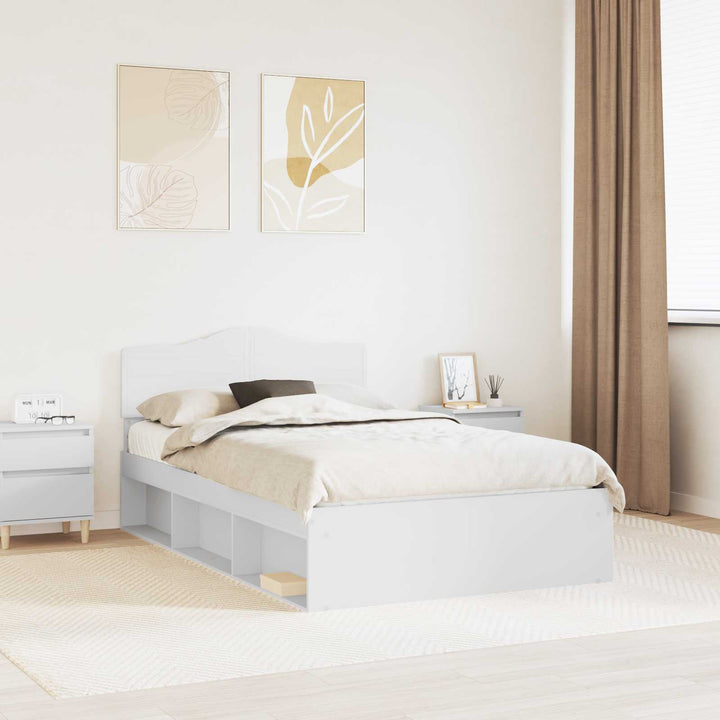Sengestel med hovedgærde Hvid 120 x 190 cm Massiv fyrretræ