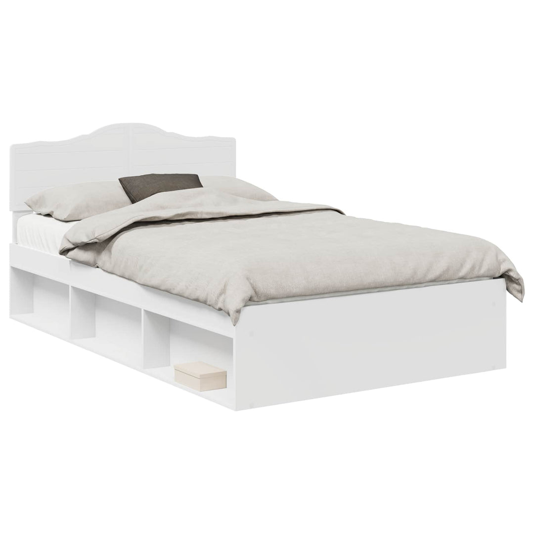 Sengestel med hovedgærde Hvid 120 x 190 cm Massiv fyrretræ