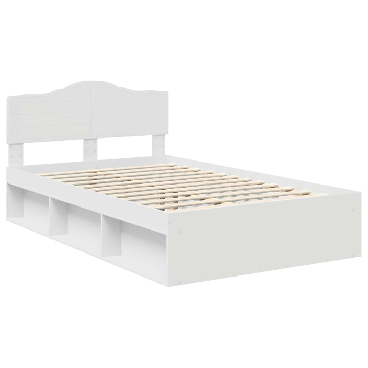 Sengestel med hovedgærde Hvid 120 x 190 cm Massiv fyrretræ