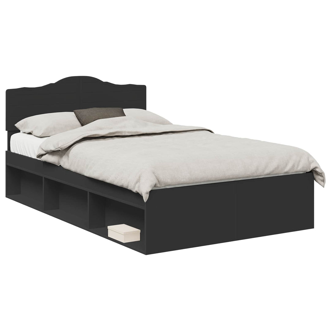 Sengestel med hovedgærde Sort 120 x 190 cm Massiv fyrretræ