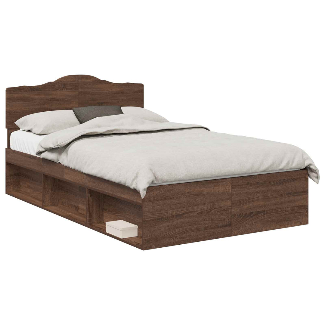 Sengestel med hovedgærde Brun eg 120 x 190 cm Massiv fyrretræ