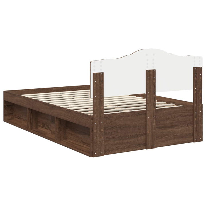 Sengestel med hovedgærde Brun eg 120 x 190 cm Massiv fyrretræ