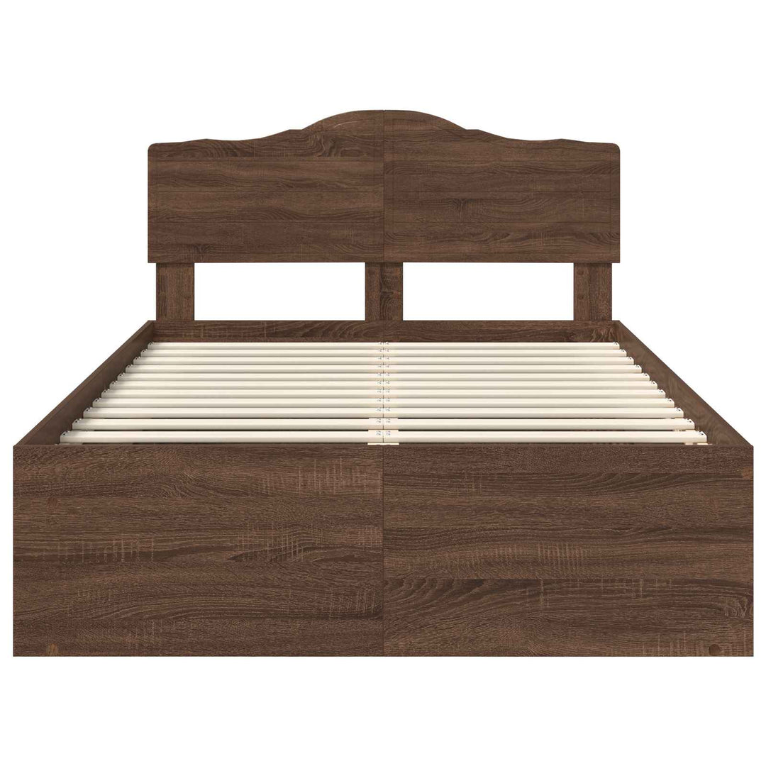 Sengestel med hovedgærde Brun eg 120 x 190 cm Massiv fyrretræ
