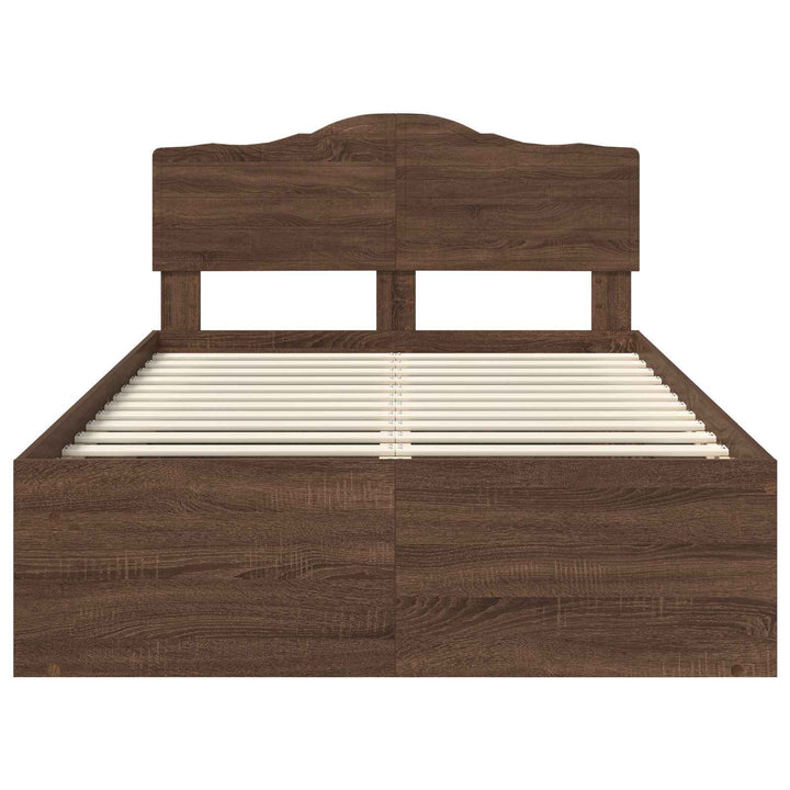 Sengestel med hovedgærde Brun eg 120 x 190 cm Massiv fyrretræ