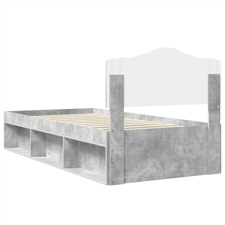 Sengestel med hovedgærde Beton 90 x 200 cm Massiv fyrretræ