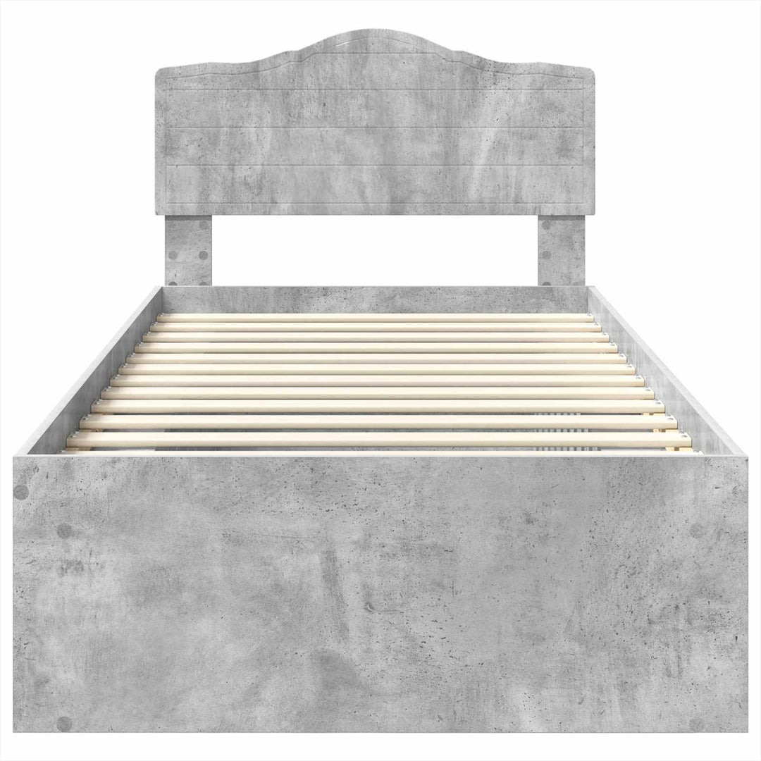 Sengestel med hovedgærde Beton 90 x 200 cm Massiv fyrretræ