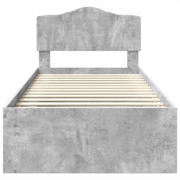 Sengestel med hovedgærde Beton 90 x 200 cm Massiv fyrretræ