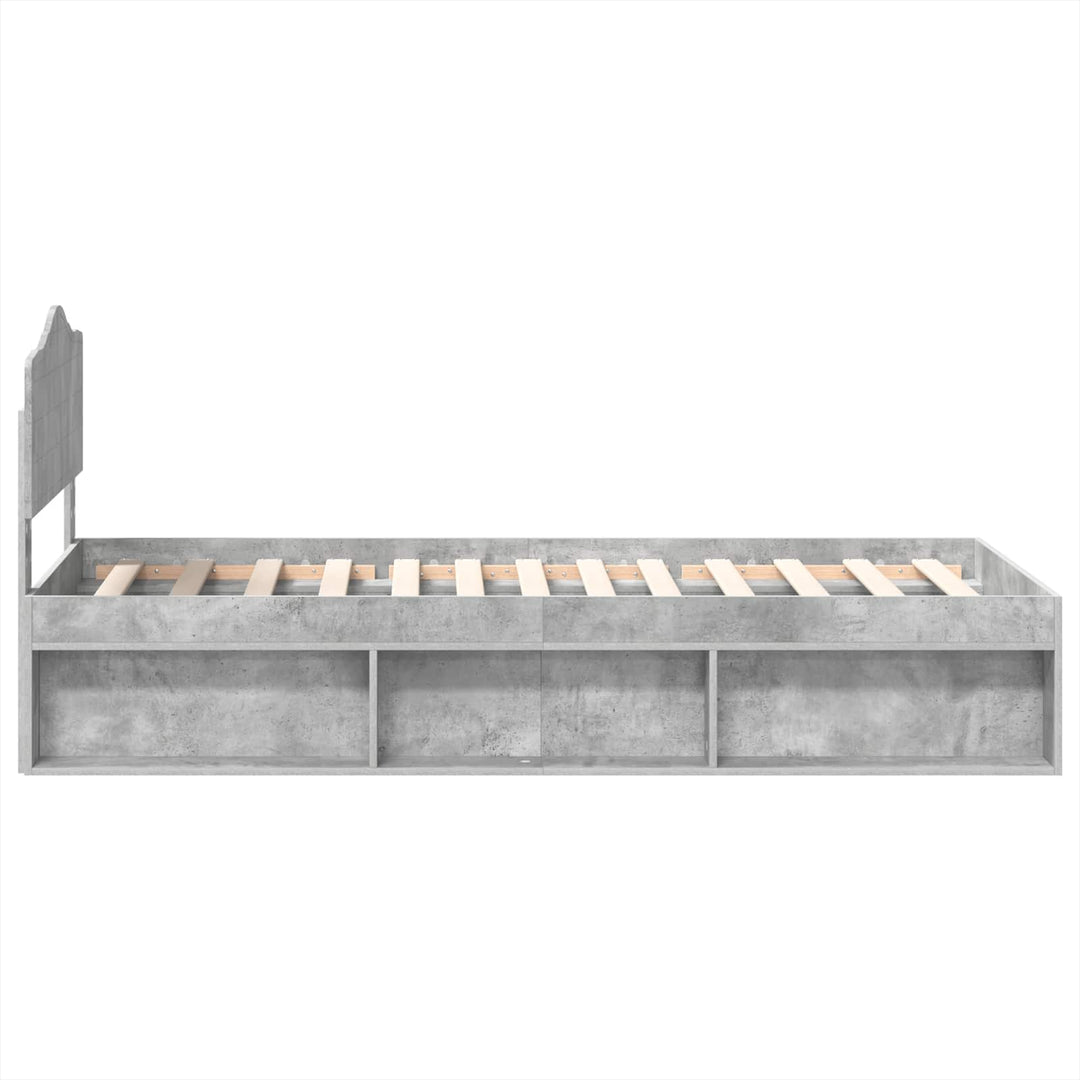 Sengestel med hovedgærde Beton 90 x 200 cm Massiv fyrretræ