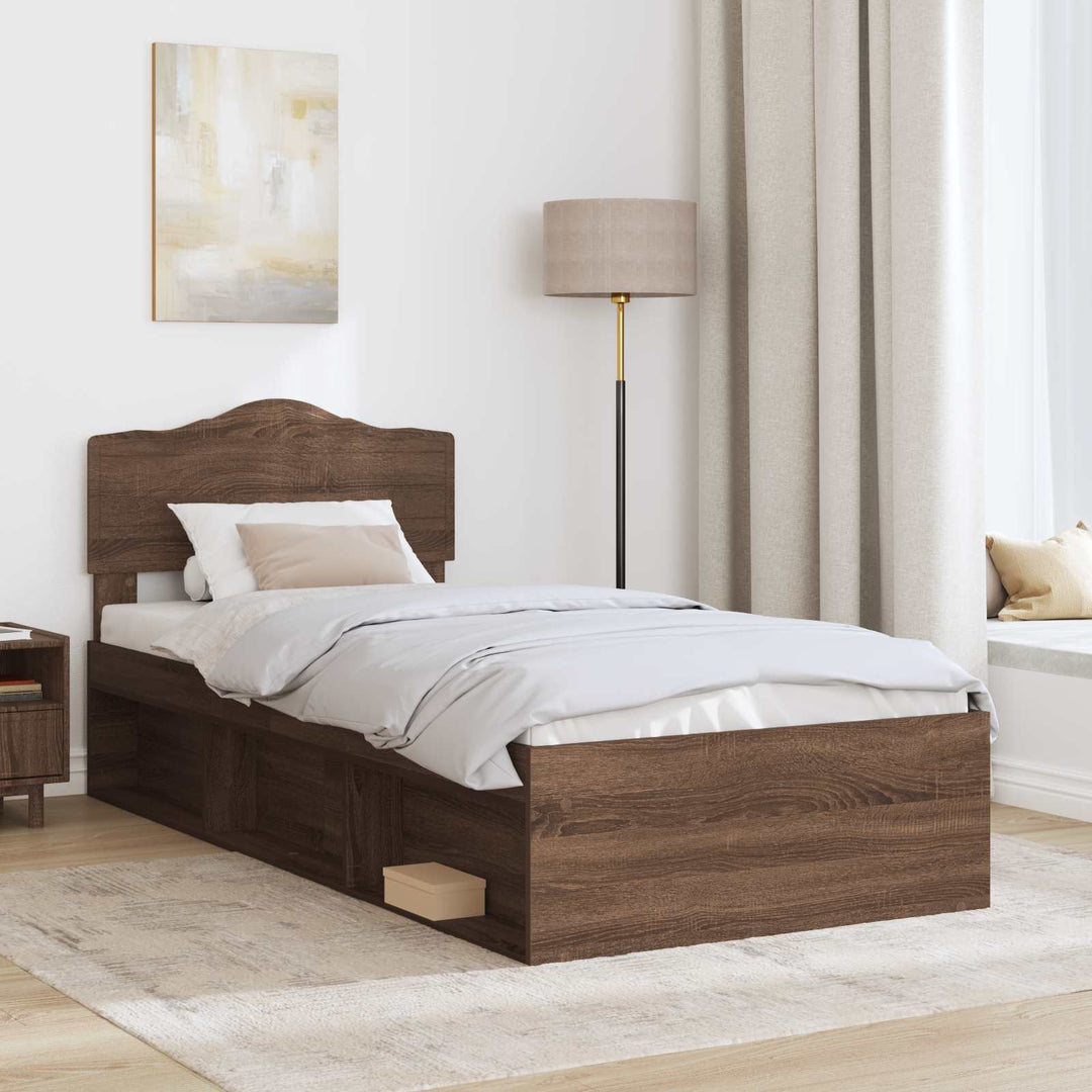 Sengestel med hovedgærde Brun eg 90 x 200 cm Massiv fyrretræ