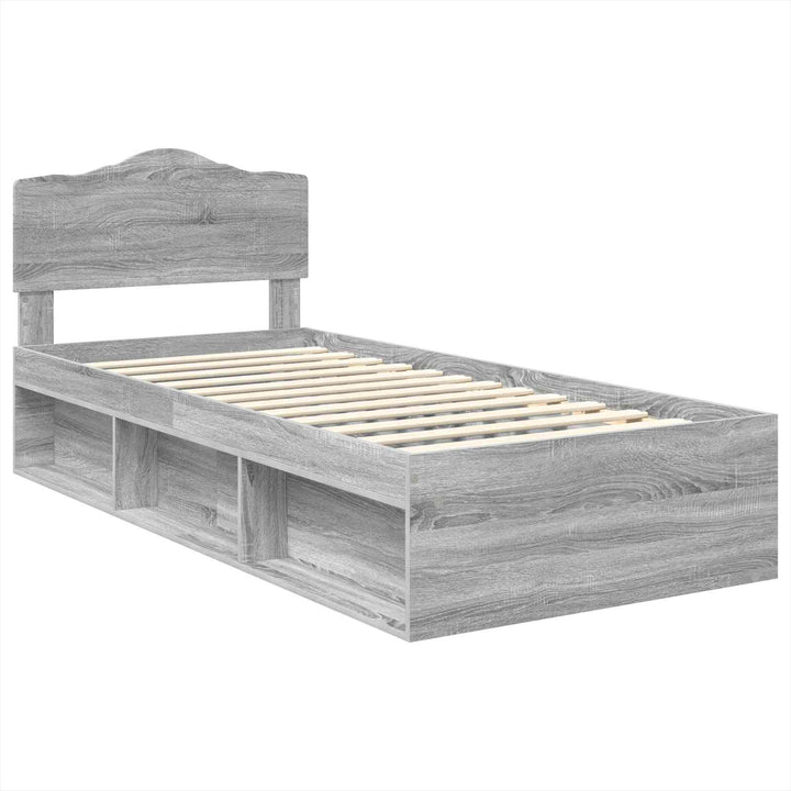 Sengestel med hovedgærde Grå Sonoma 90 x 190 cm Massiv fyrretræ