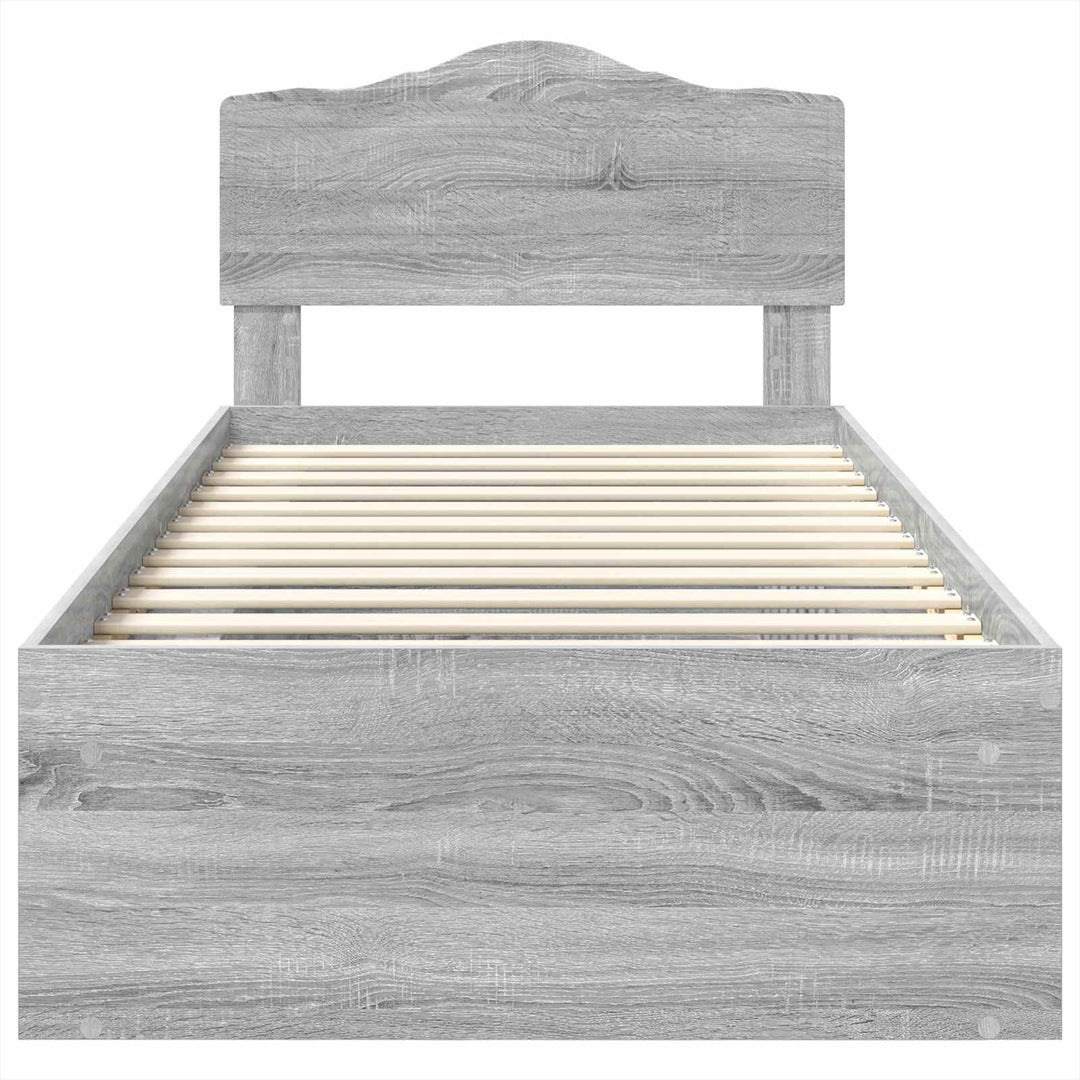 Sengestel med hovedgærde Grå Sonoma 90 x 190 cm Massiv fyrretræ
