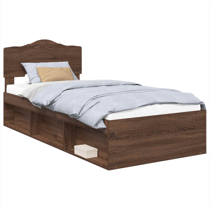Sengestel med hovedgærde Brun eg 90 x 190 cm Massiv fyrretræ