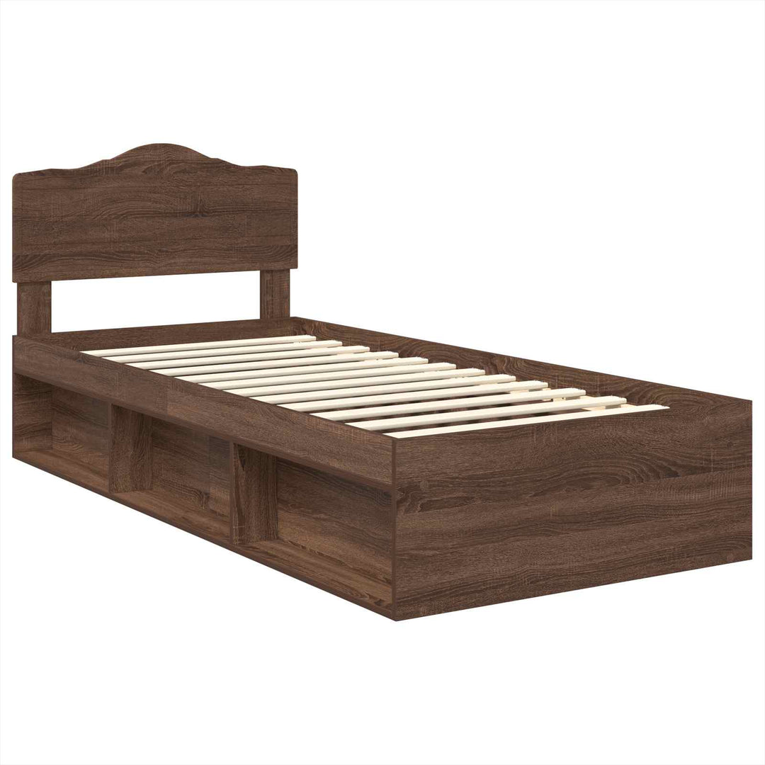 Sengestel med hovedgærde Brun eg 90 x 190 cm Massiv fyrretræ