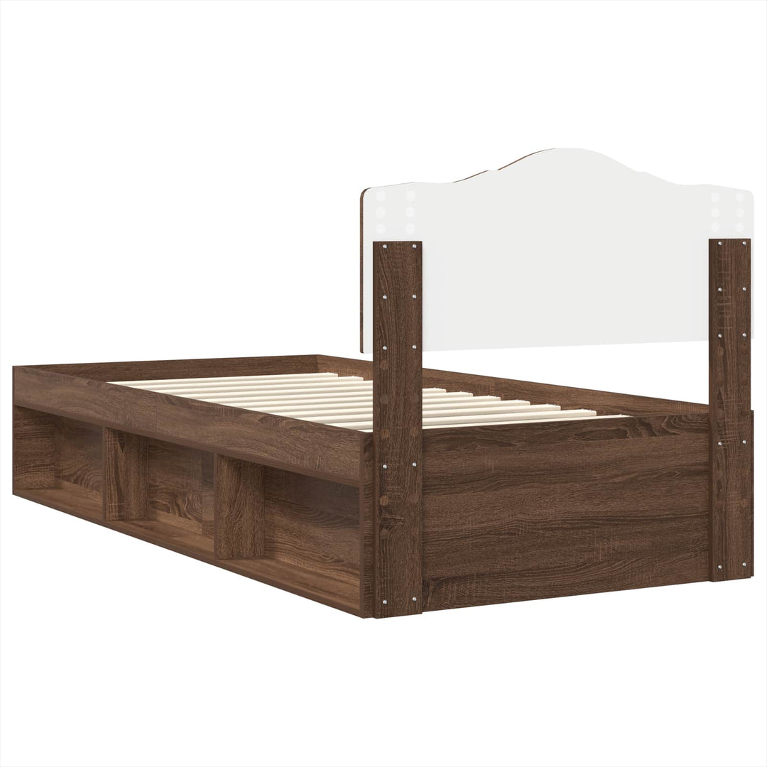 Sengestel med hovedgærde Brun eg 90 x 190 cm Massiv fyrretræ
