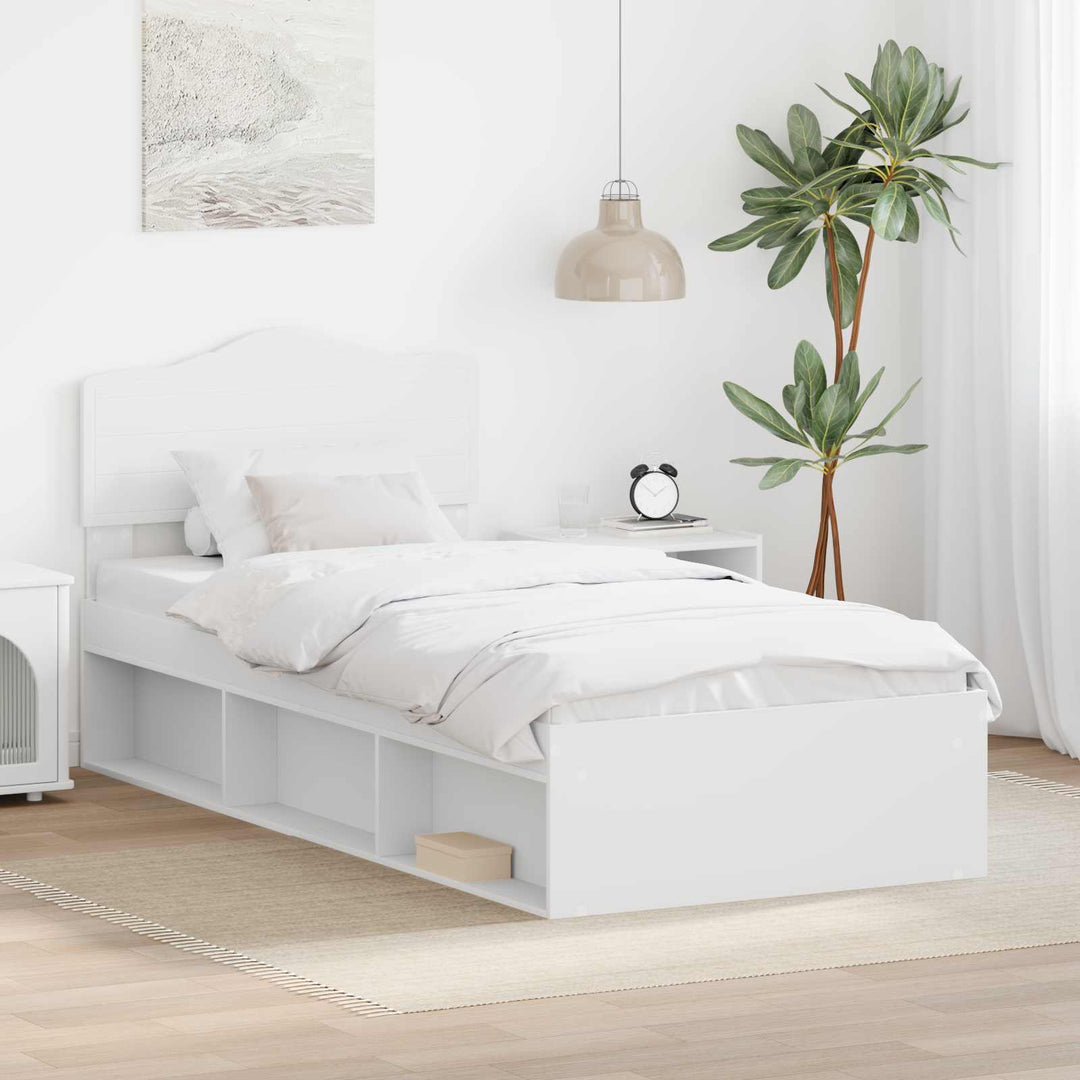 Sengestel med hovedgærde Hvid 75 x 190 cm Massiv fyrretræ