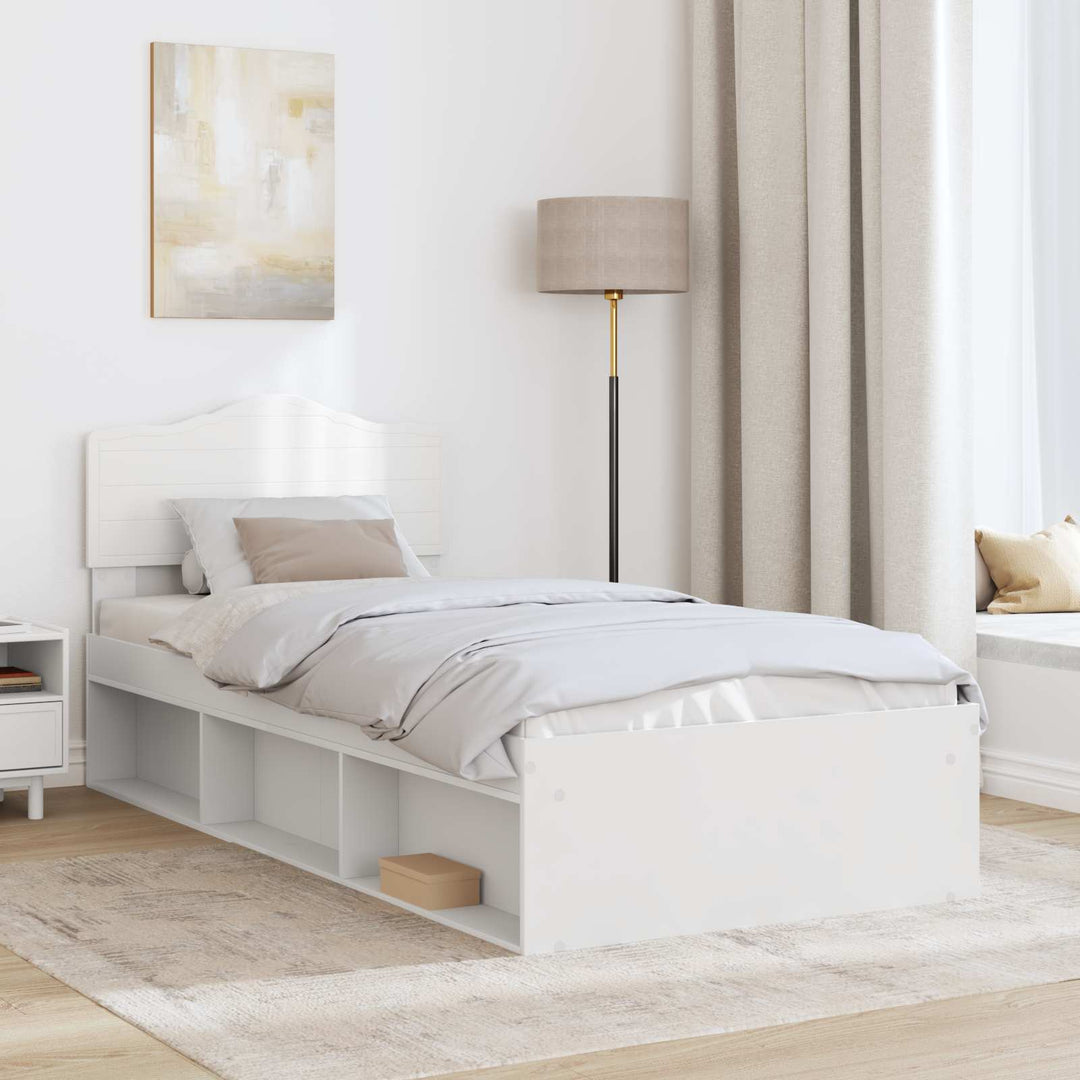 Sengestel med hovedgærde Hvid 75 x 190 cm Massiv fyrretræ