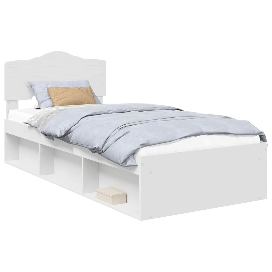 Sengestel med hovedgærde Hvid 75 x 190 cm Massiv fyrretræ
