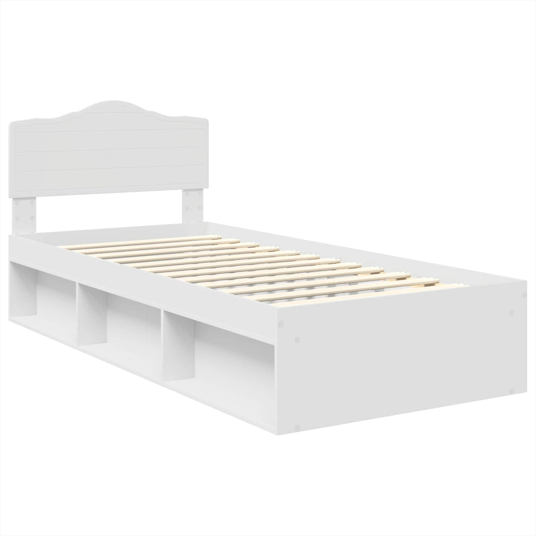 Sengestel med hovedgærde Hvid 75 x 190 cm Massiv fyrretræ