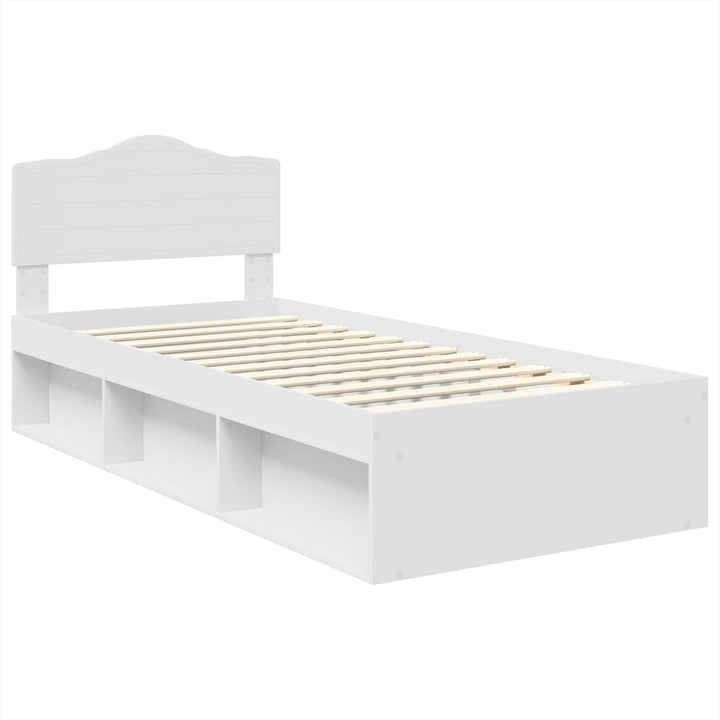 Sengestel med hovedgærde Hvid 75 x 190 cm Massiv fyrretræ
